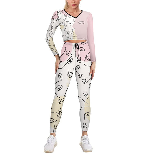 Abstract Art Two-Piece Lounge Set - Stylish Sweatshirt & Leggings