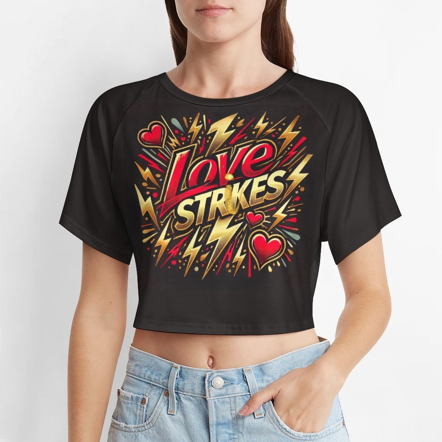 Love Strikes Matching Couple Shirts – Valentine’s Day Tee & Crop Top