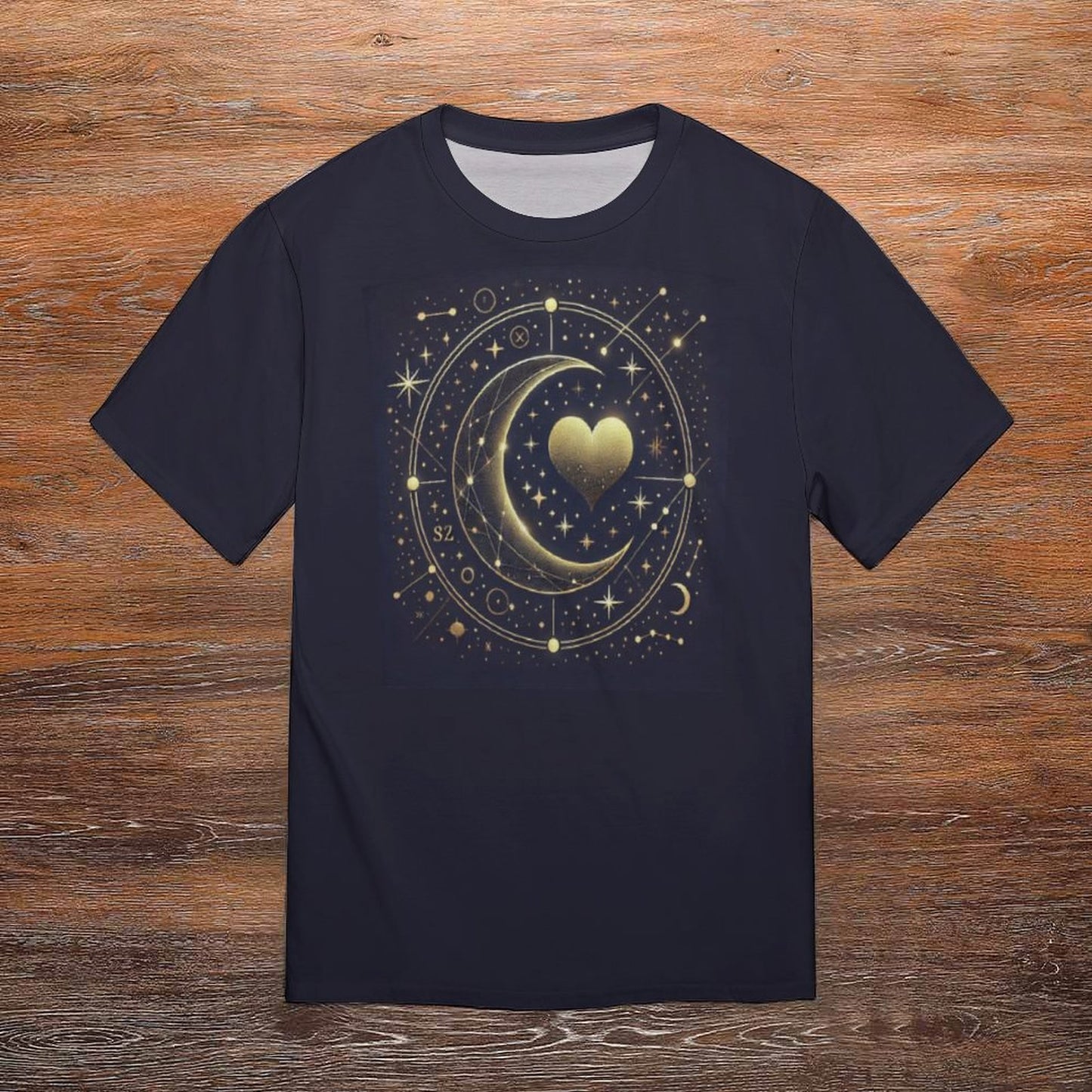 Celestial Heart Tee – Gold Moon & Starry Sky Matching Shirt