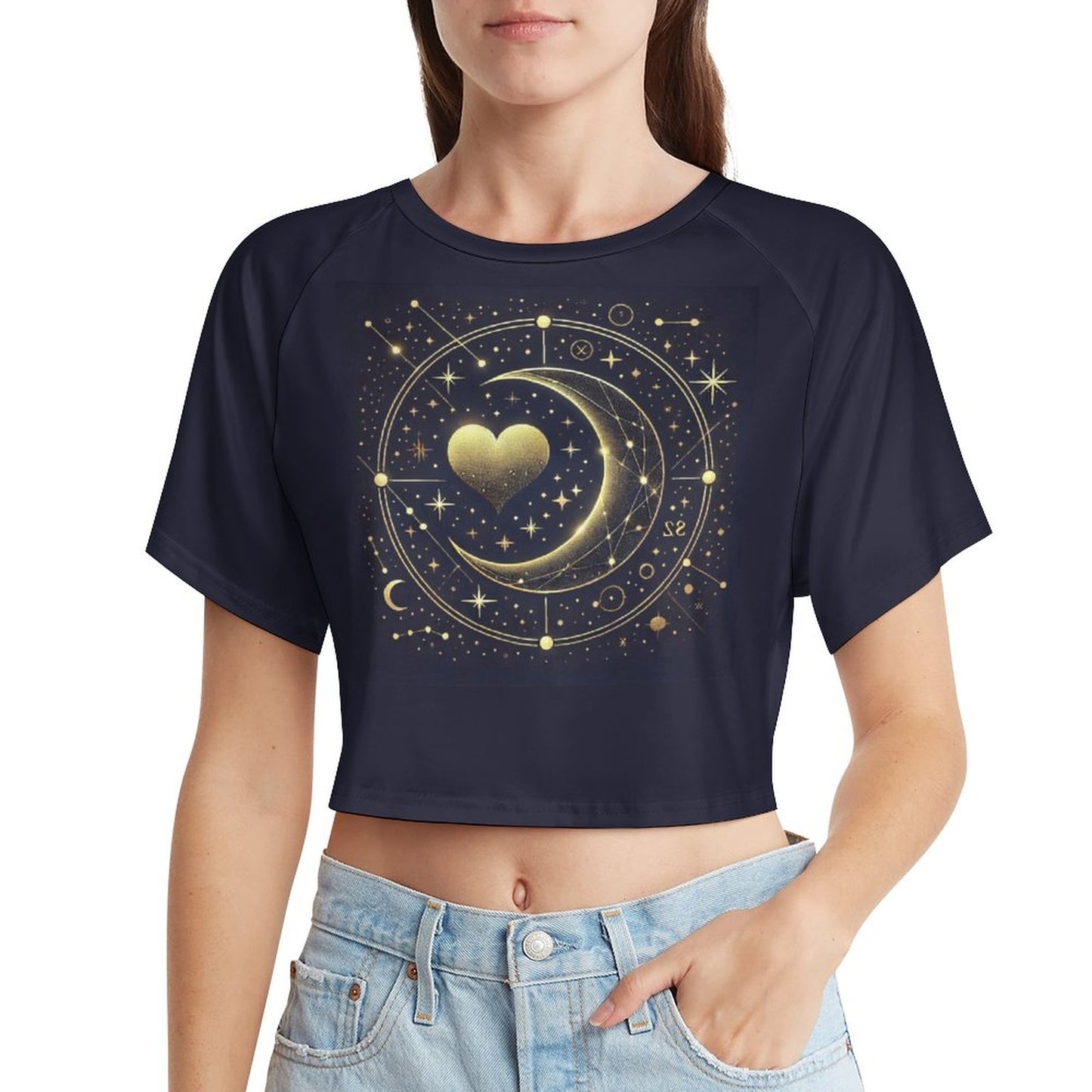 Celestial Heart Tee – Gold Moon & Starry Sky Matching Shirt