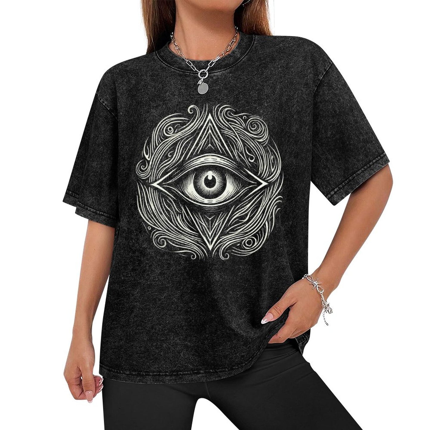 All-Seeing Eye Vintage Graphic T-Shirt – Mystical Gothic Streetwear