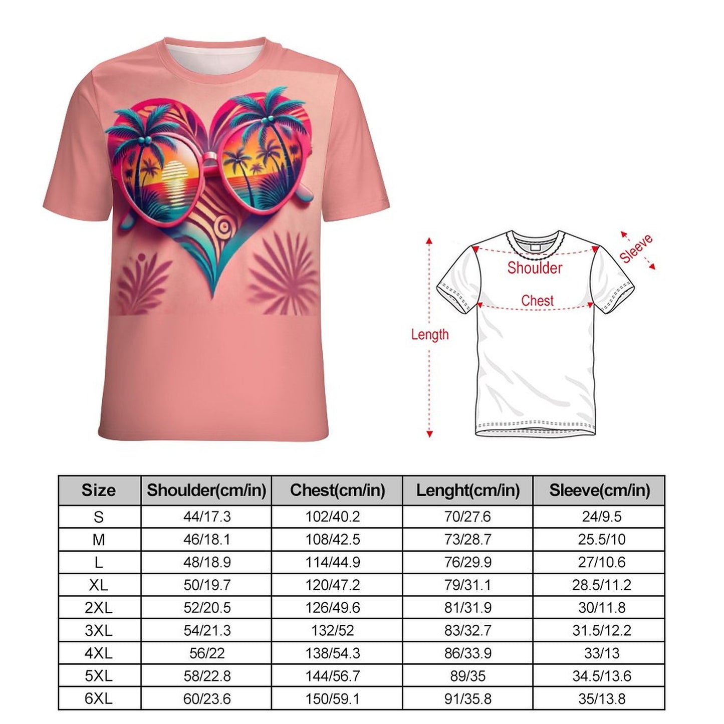 Tropical Heart Sunset Shirt – Beach Vibes Couple’s Tee & Crop Top