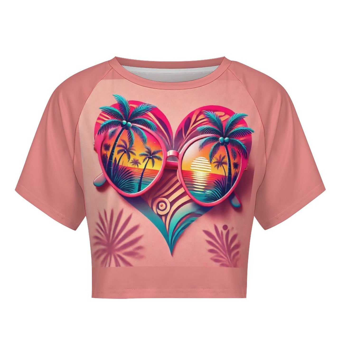 Tropical Heart Sunset Shirt – Beach Vibes Couple’s Tee & Crop Top