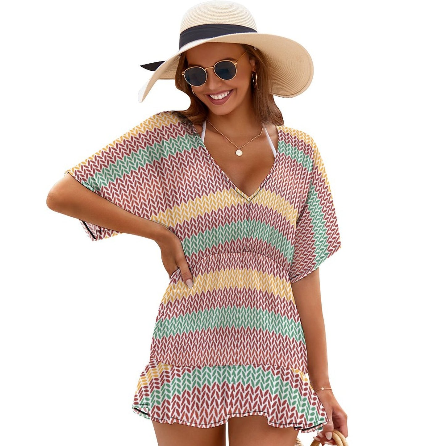 Custom Crochet Swim Cover-Up Dress – Personalized All-Over Print