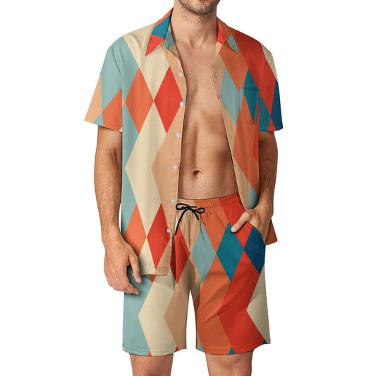 Men's Hawaiian Print Beach Suit