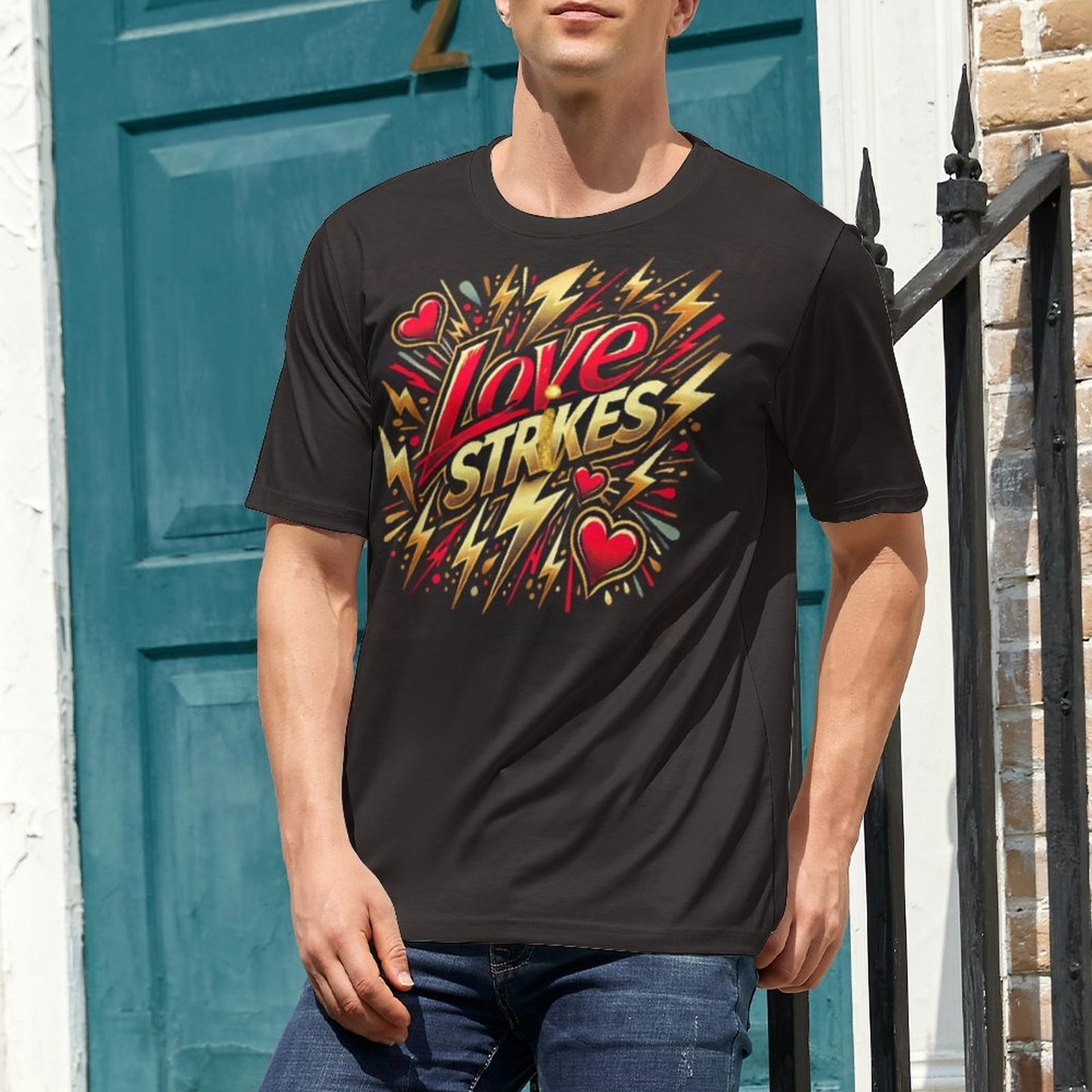 Love Strikes Matching Couple Shirts – Valentine’s Day Tee & Crop Top