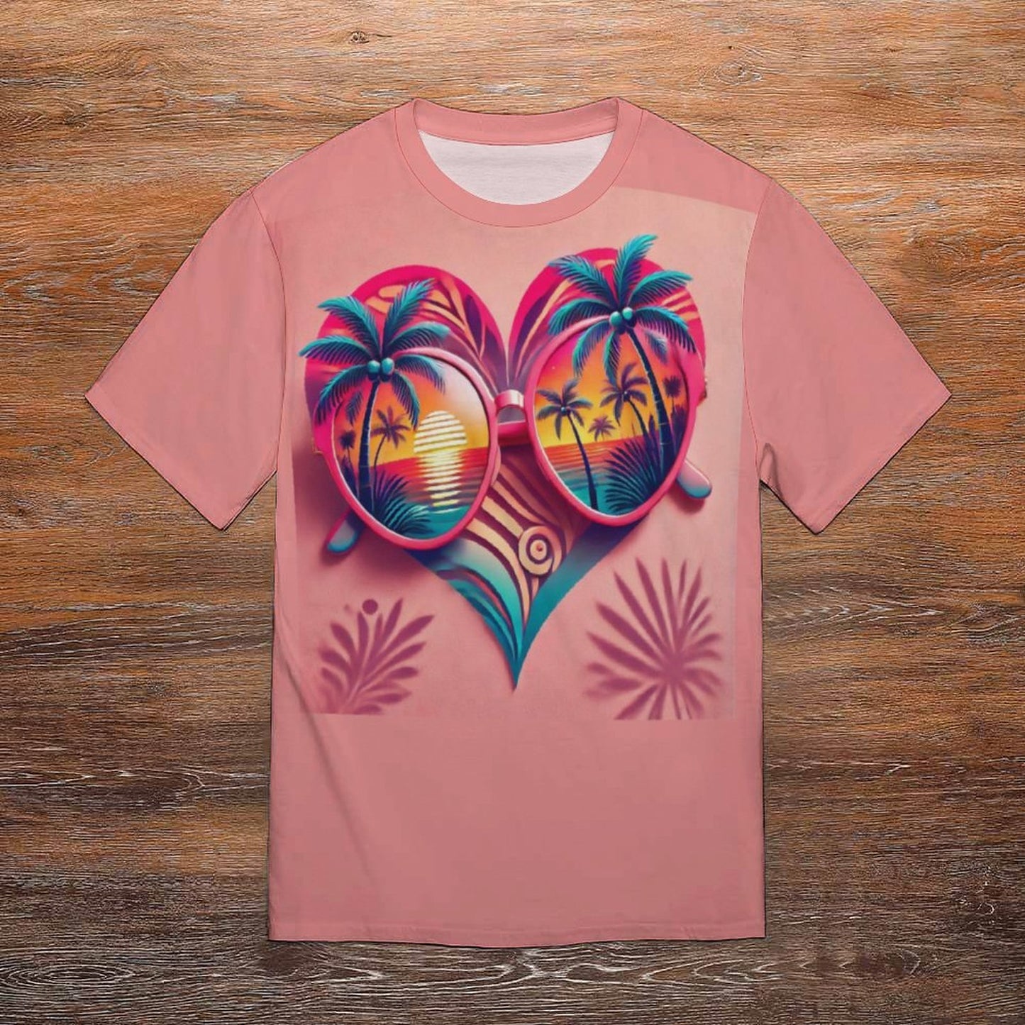 Tropical Heart Sunset Shirt – Beach Vibes Couple’s Tee & Crop Top