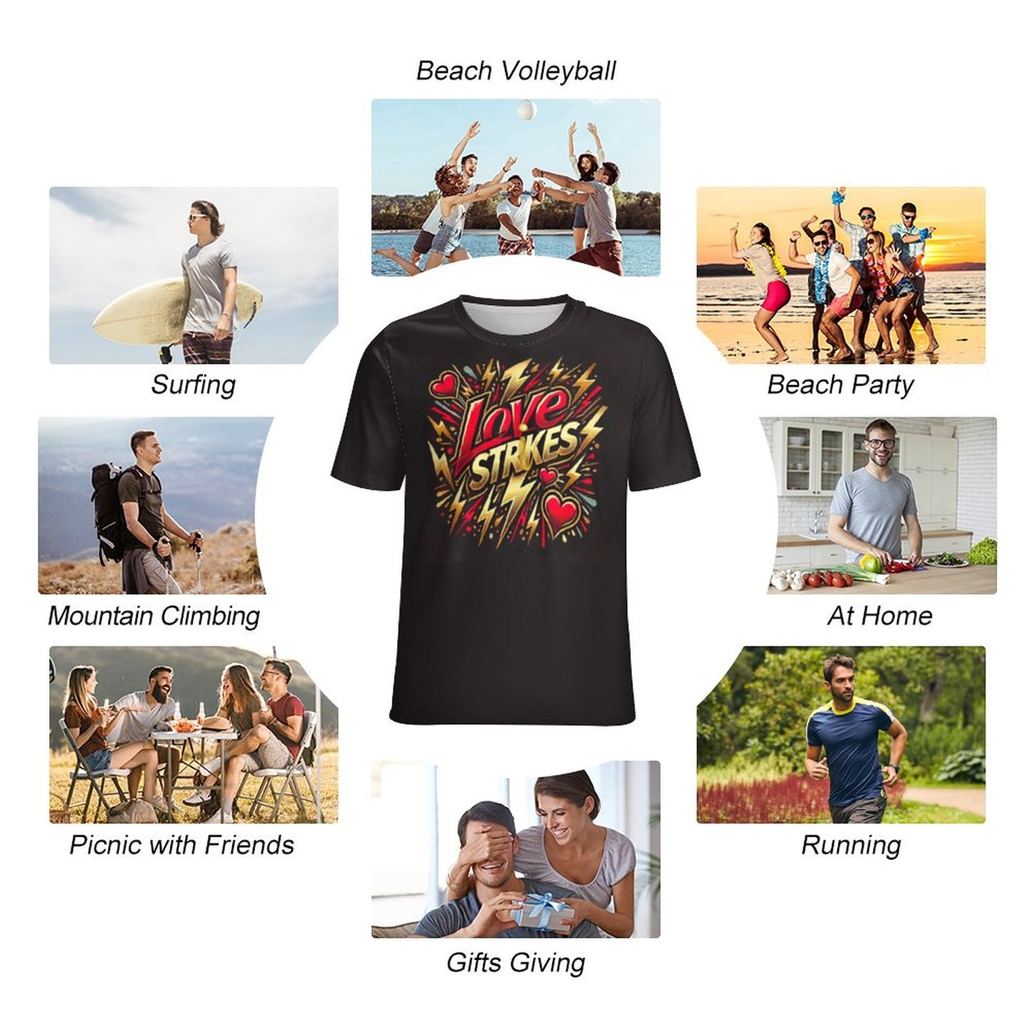 Love Strikes Matching Couple Shirts – Valentine’s Day Tee & Crop Top