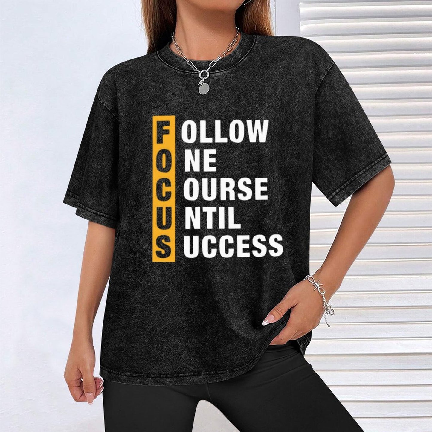 Focus Motivational Graphic T-Shirt – Vintage Black