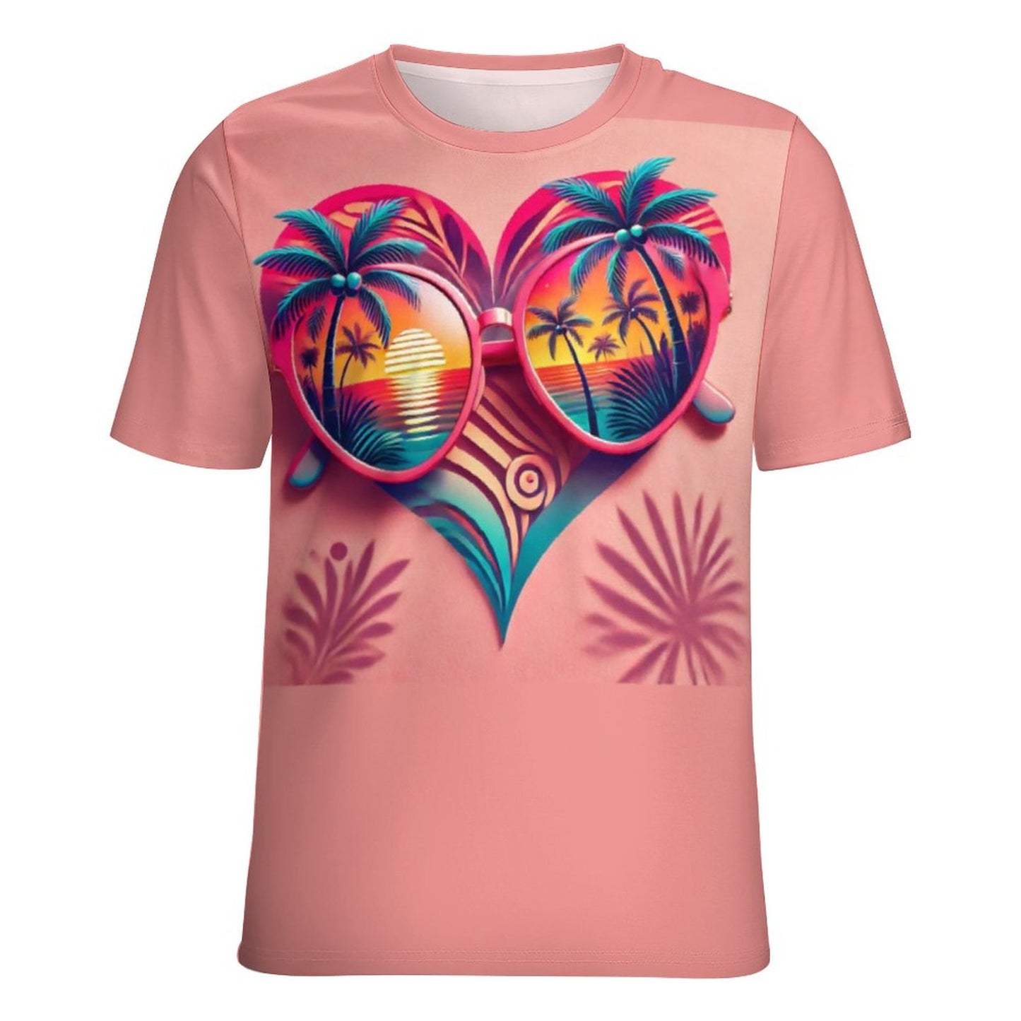 Tropical Heart Sunset Shirt – Beach Vibes Couple’s Tee & Crop Top