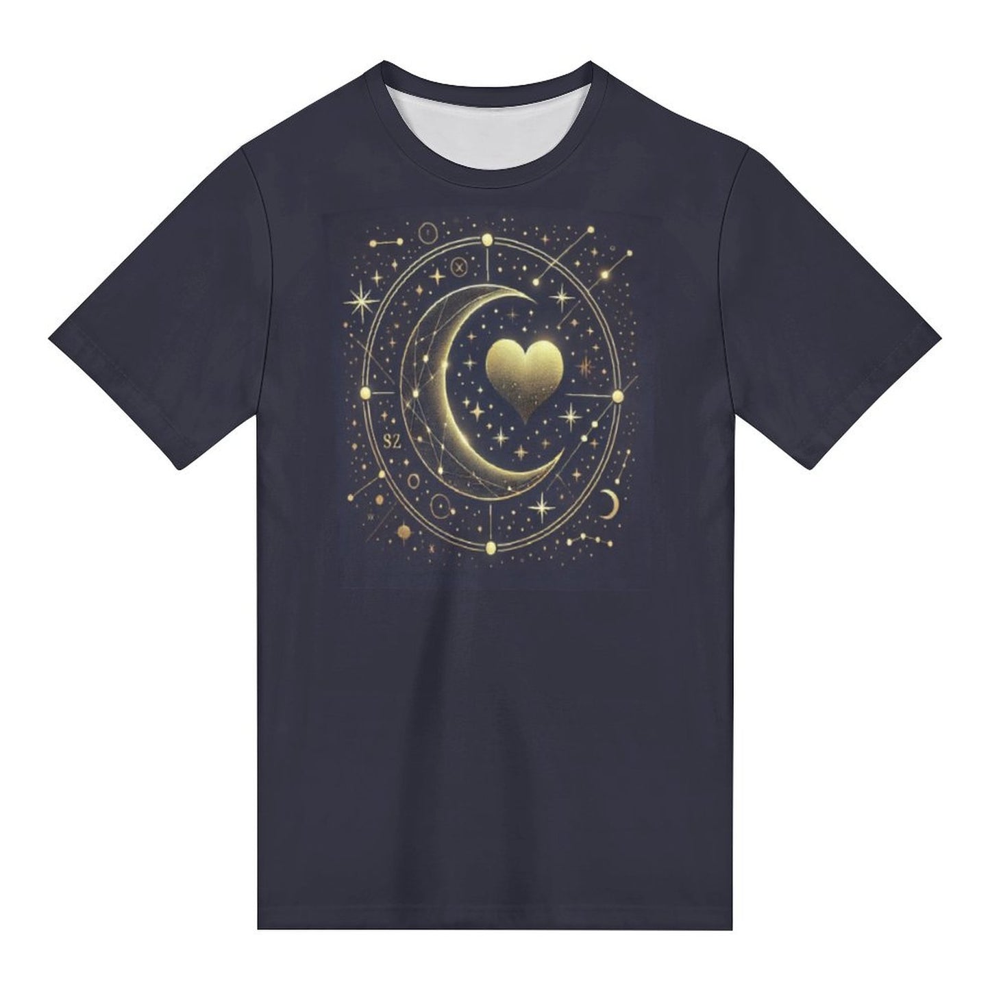 Celestial Heart Tee – Gold Moon & Starry Sky Matching Shirt