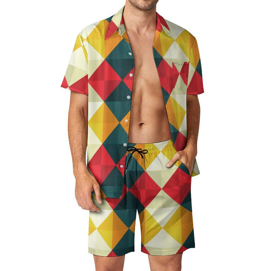 Men's Hawaiian Print Beach Set