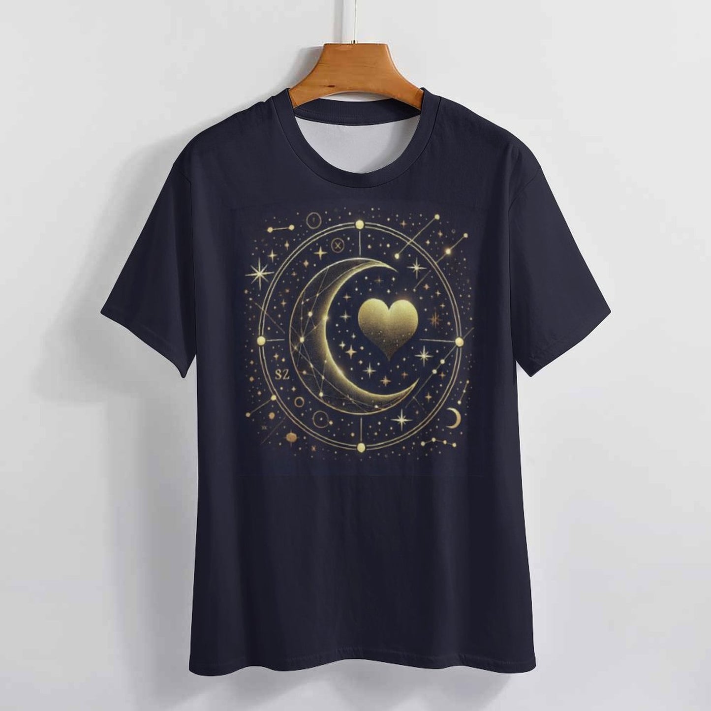 Celestial Heart Tee – Gold Moon & Starry Sky Matching Shirt