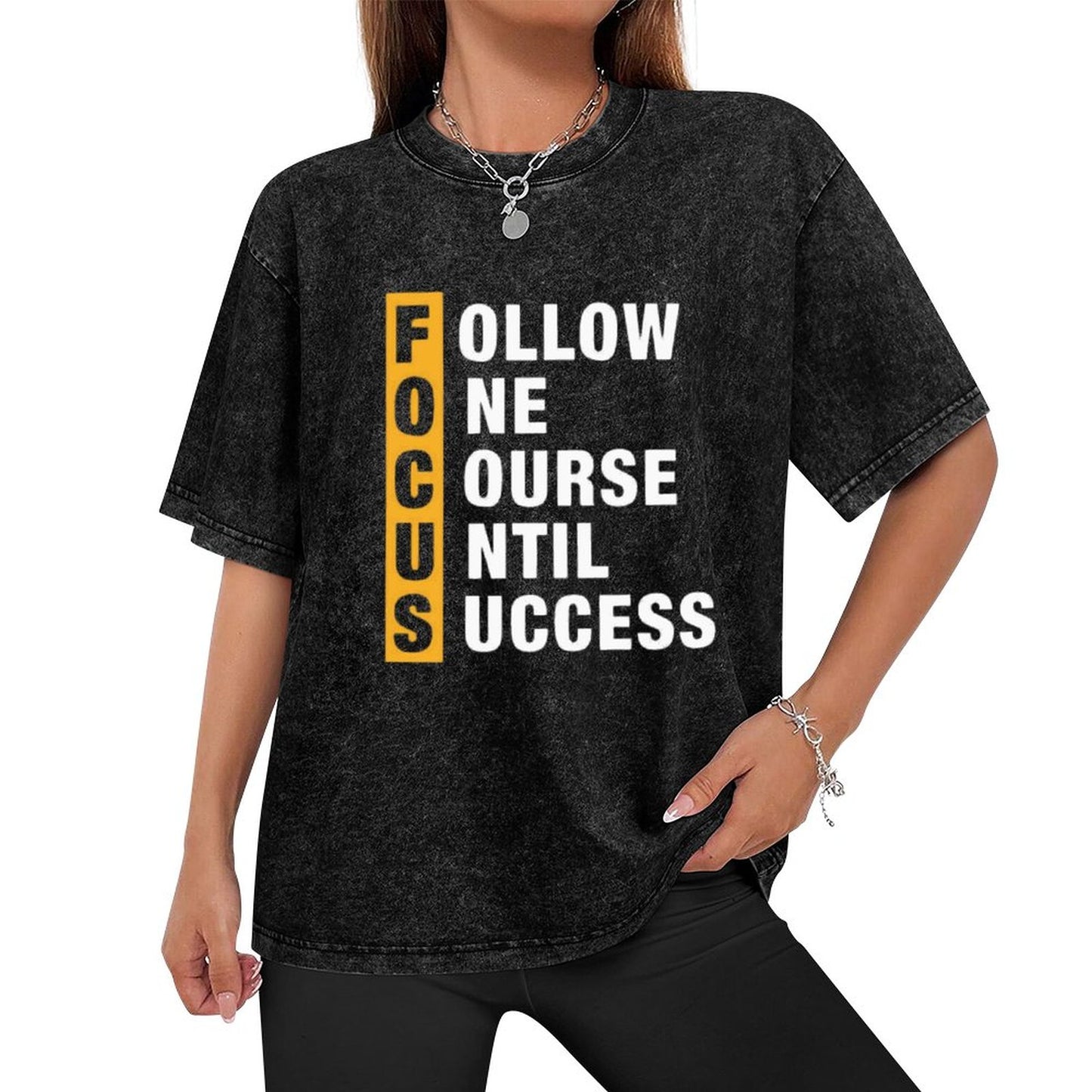 Focus Motivational Graphic T-Shirt – Vintage Black