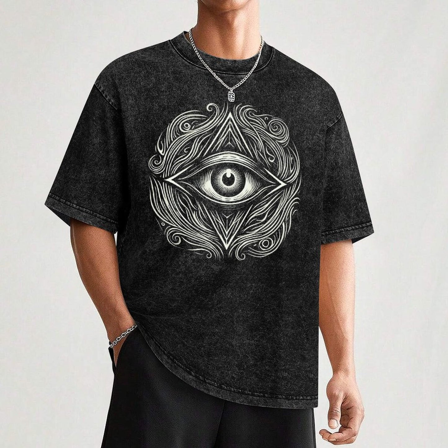 All-Seeing Eye Vintage Graphic T-Shirt – Mystical Gothic Streetwear