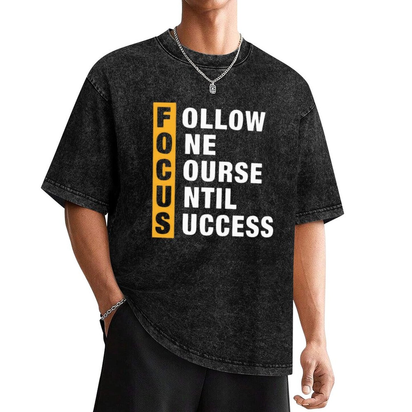 Focus Motivational Graphic T-Shirt – Vintage Black