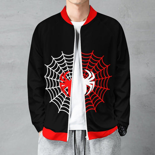 Spider Web Graphic Bomber Jacket