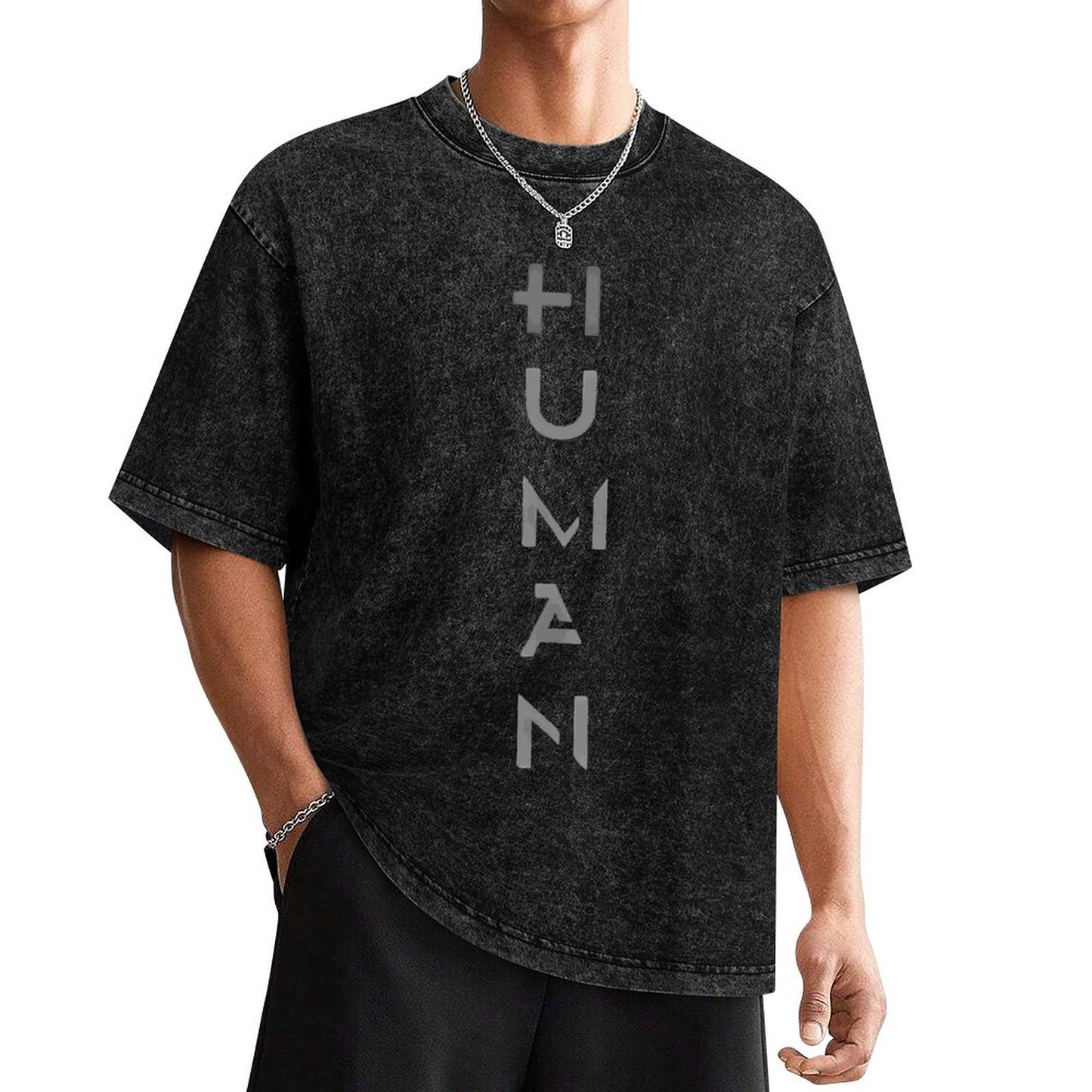 Minimalist Human T-Shirt - Vintage Black Streetwear