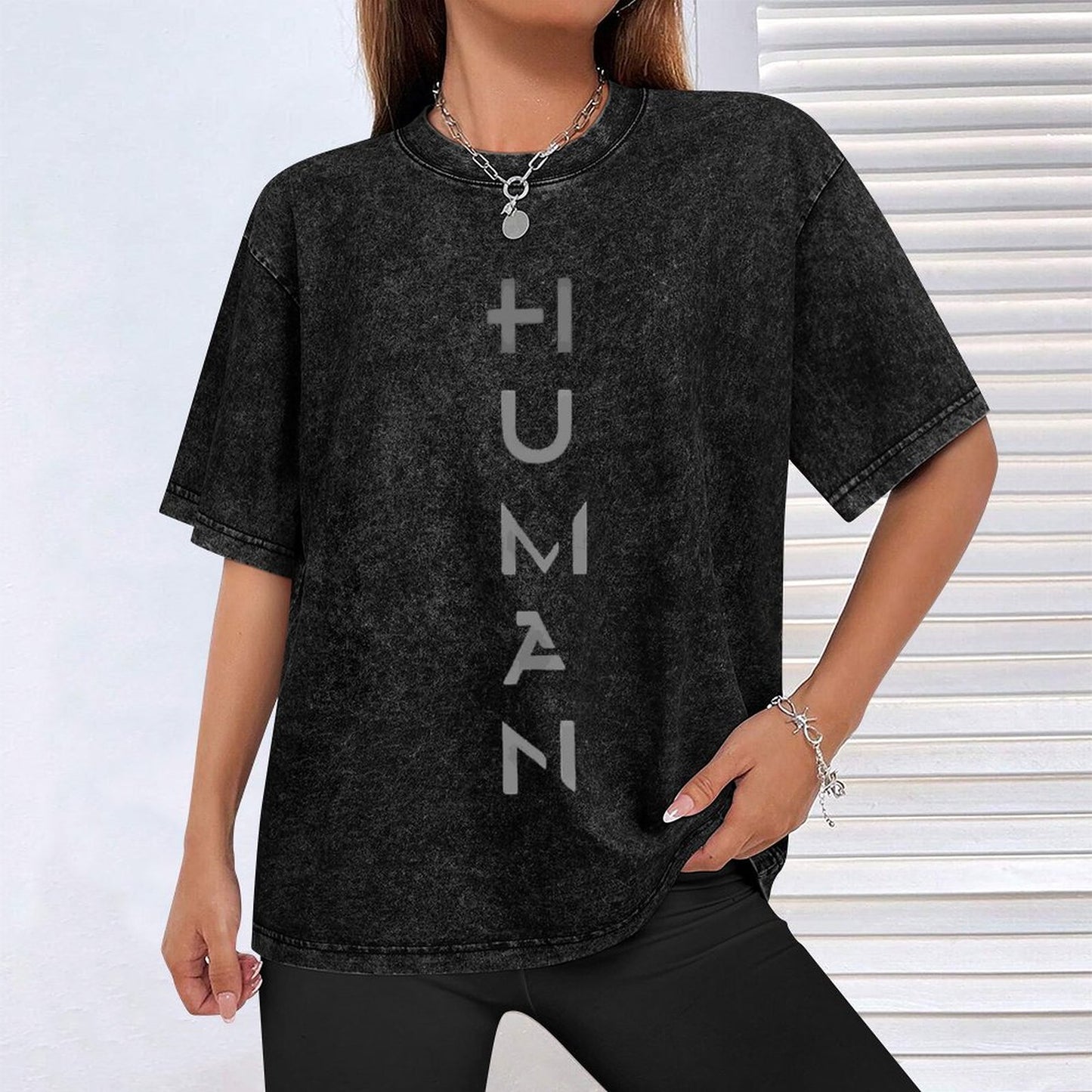 Minimalist Human T-Shirt - Vintage Black Streetwear