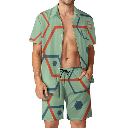 Men's Bohemian Hawaiian Print Set